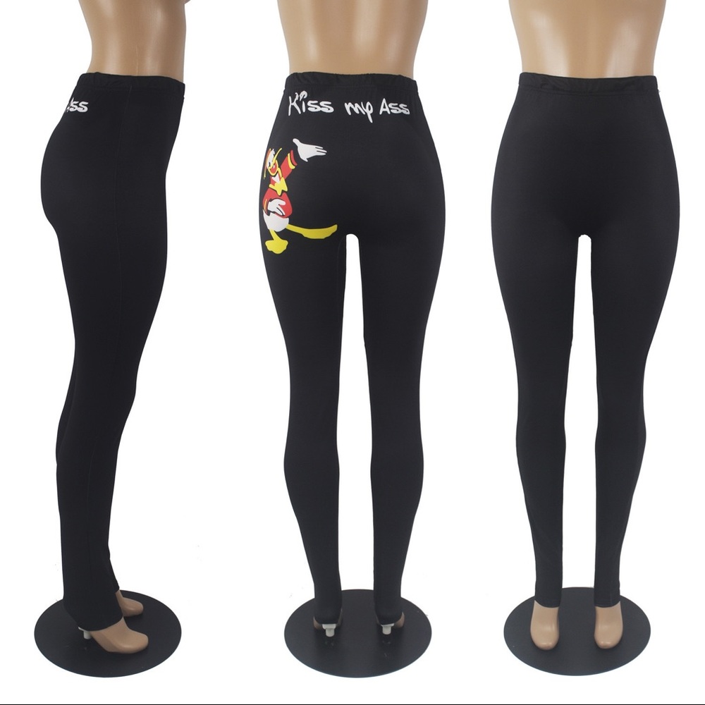 Women polyester Kiss my Ass leggings Sz S